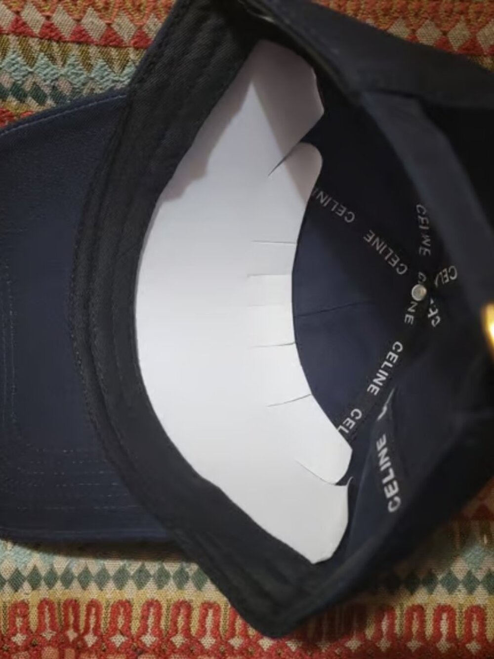 CELINE Hat PARIS France FASHION Adjustable Strap Back CAP Navy Blue - Picture 6 of 7
